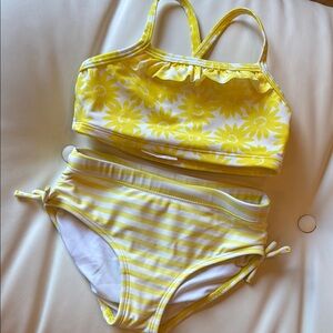 Yellow Floral Kids Swim Set